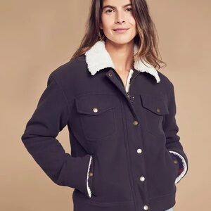Faherty Sherpa Lined Trucker Jacket in Black Size Women’s Medium